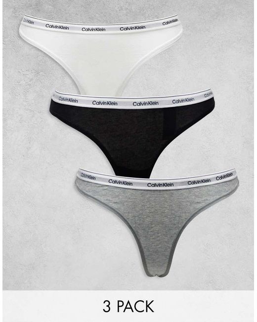 Calvin Klein Gray Modern Logo 3 Pack Thong