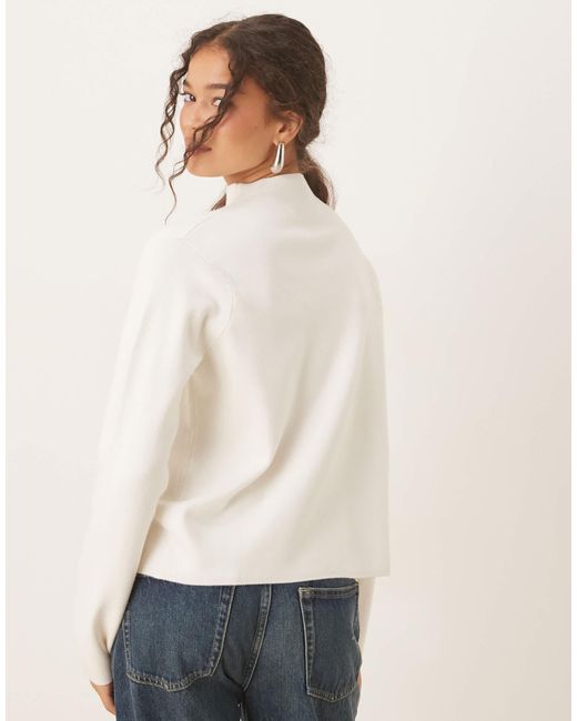 Mango White Mock Neck Jumper