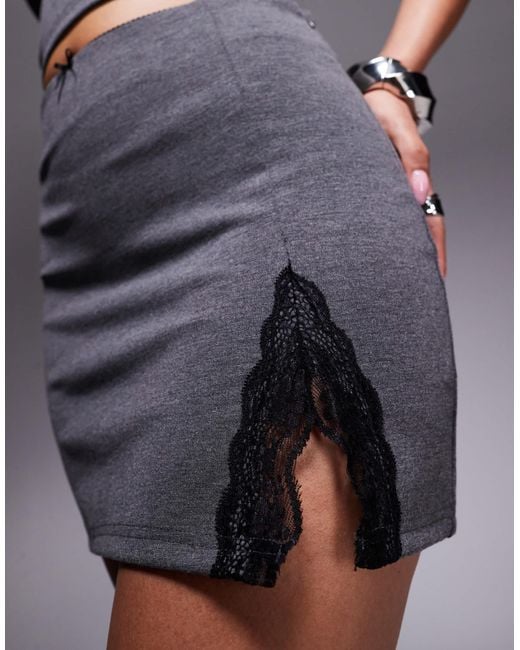 ASOS Blue Lace Split Mini Skirt