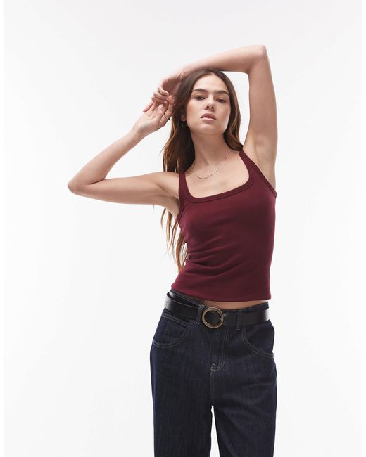 TOPSHOP Red – geripptes trägertop