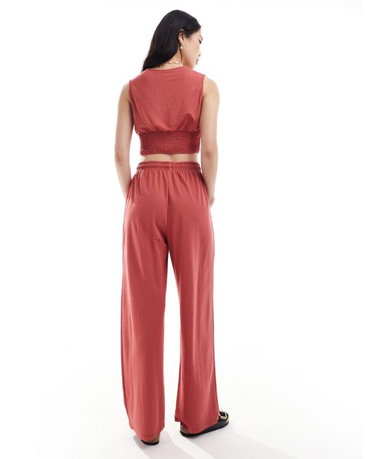 ONLY Red Wide Leg Trouser Co-ord