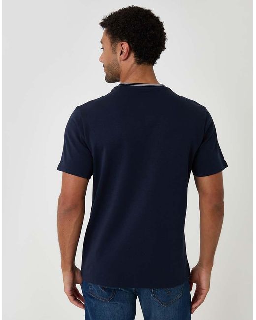 Threadbare Blue Cotton Crew Neck Script T-Shirt for men