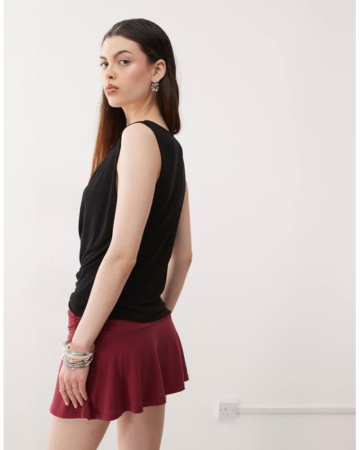 Weekday Red Drape Plunge Top