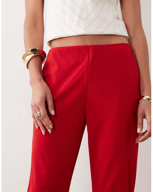 ASOS Red Capri Pants With Side Slit