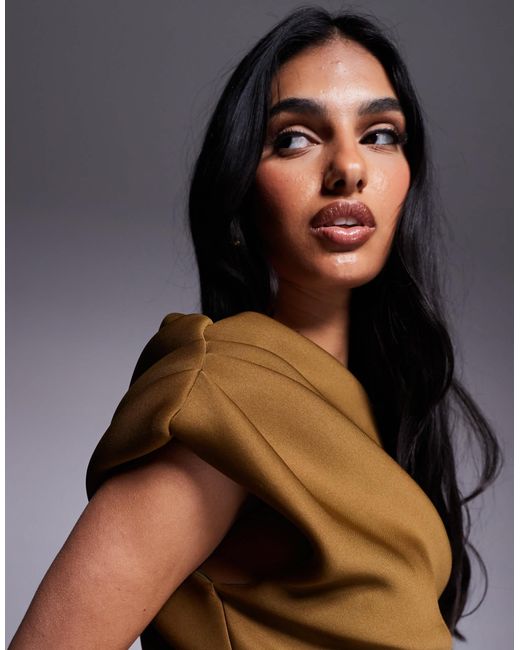 ASOS Brown – midikleid aus neoprenartigem stoff