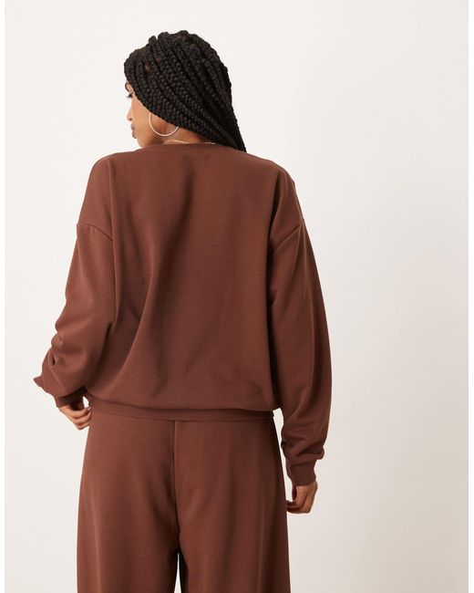 ASOS Brown Oversized Sweat Co Ord Top