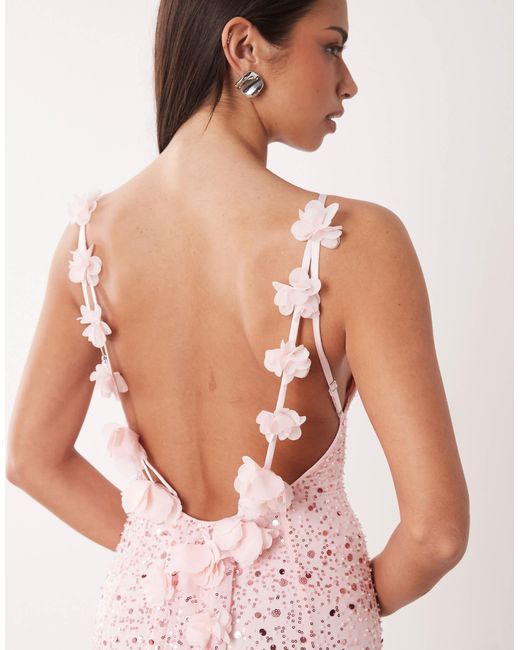 oh polly pink flower dress Oh Polly - Maxi Dress - Women - Polyester/Spandex - 6 US