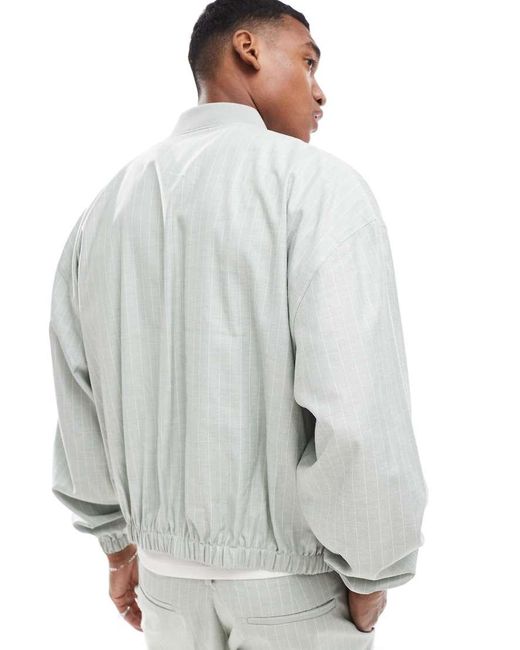 ASOS White Smart Co-ord 80s Bomber Jacket for men