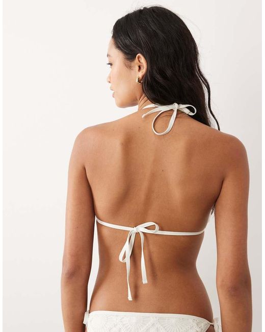 Accessorize White Crochet Triangle Bikini Top