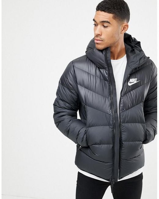 Nike Synthetic Down Filled Hooded Jacket In Black 928833-010 for Men | Lyst  Australia