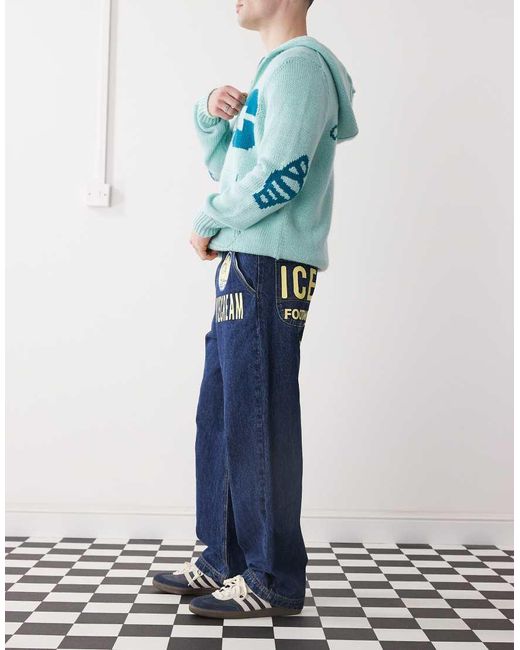 Vaqueros Azul Añil Con Estampado Cowboy De -Azul Marino ICECREAM de hombre de color Blue