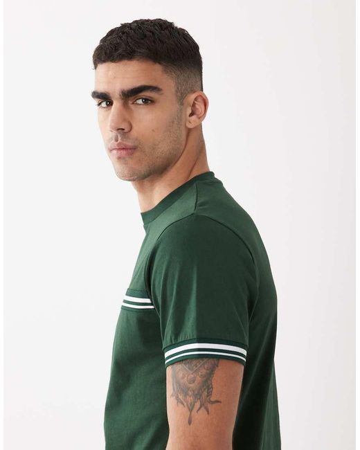 ASOS Green Regular Fit T-Shirt With Contrast for men