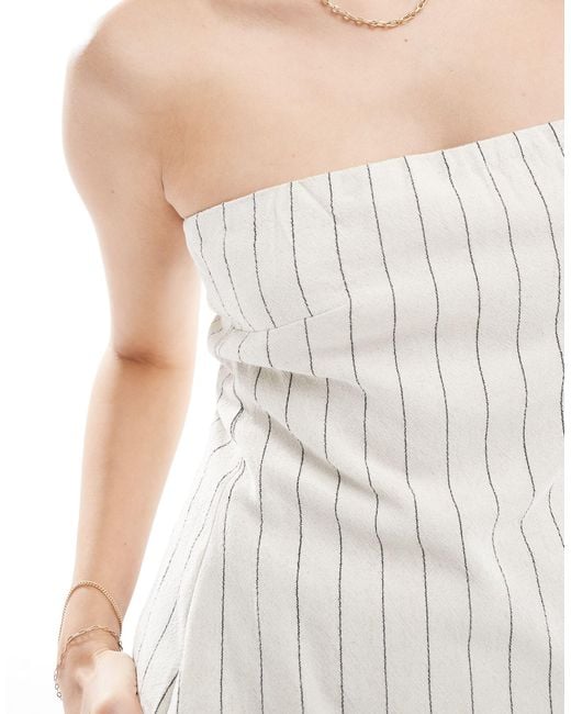4th & Reckless White Linen Striped Bandeau Top