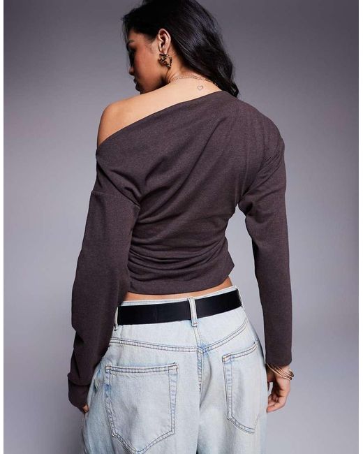 ASOS Blue Ruched Side Long Sleeve Tee