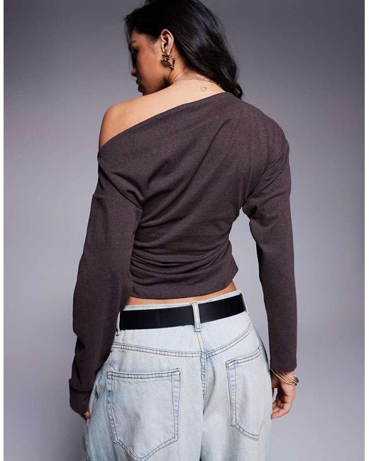 ASOS Blue Ruched Side Long Sleeve Tee