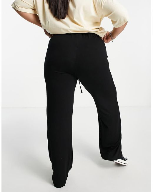 Yours Black Wide Leg Trouser With Drawstring Waist
