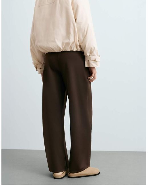 Oysho White High-Waisted Neoprene-Effect Cocoon Trousers