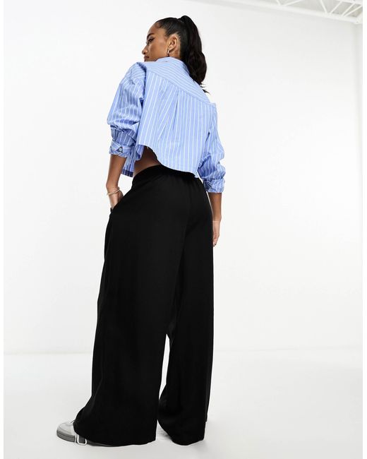 ASOS White Asos Design Petite Clean Front Wide Leg Trouser