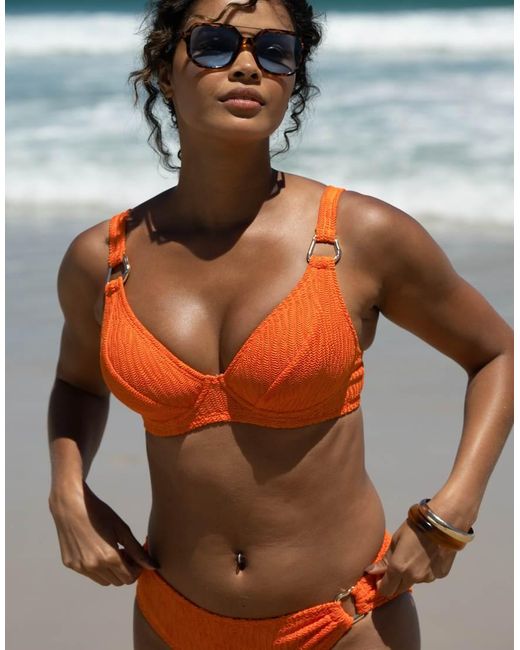 Pour Moi Orange Algarve Non Padded Underwired Textured Bikini Top