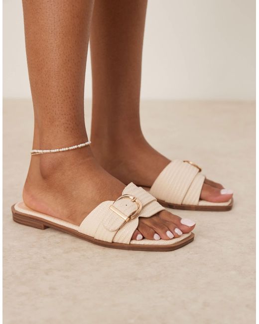 Raid Wide Fit Brown Nikola Buckle Flat Sandals