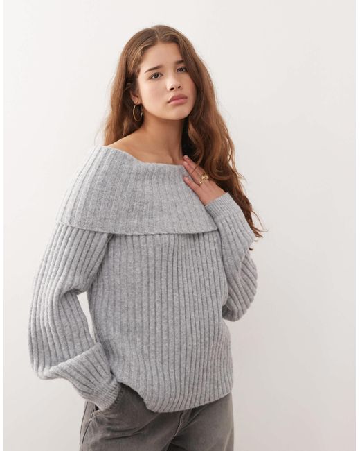 Monki Gray – oversize-strickpullover