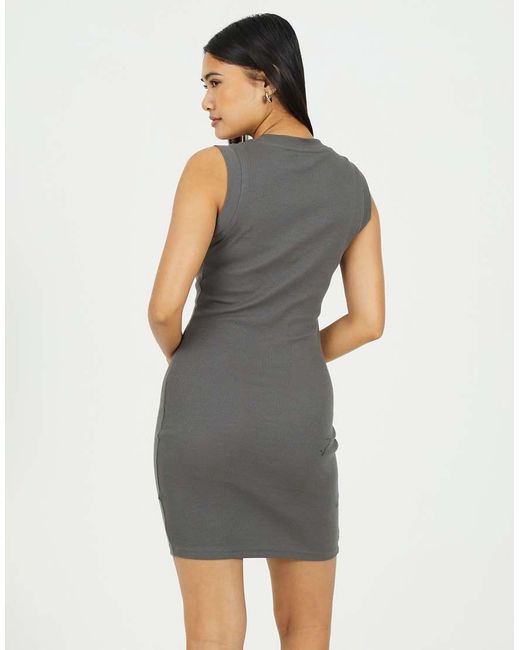 Brave Soul Gray Ribbed Jersey Sleeveless Bodycon Mini Dress