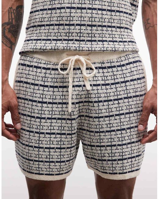 ASOS White Knitted Stripe Shorts Co-ord for men