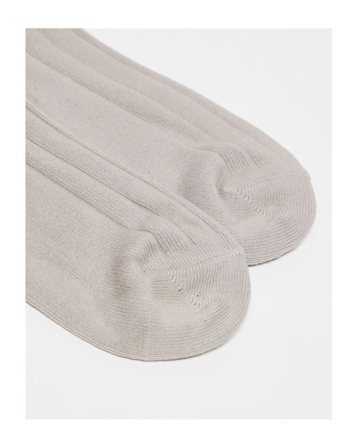Chaussettes côtelées - taupe ASOS pour homme en coloris White