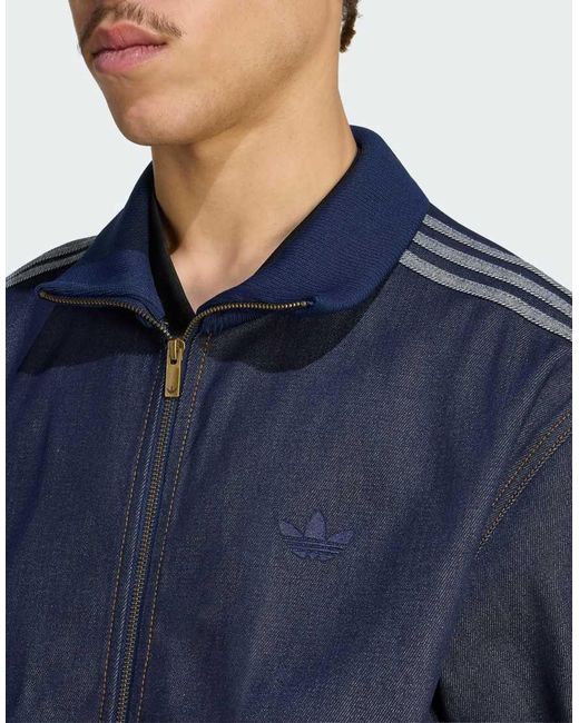Adidas Originals Blue Firebird Adicolor Raw Denim Track Top for men