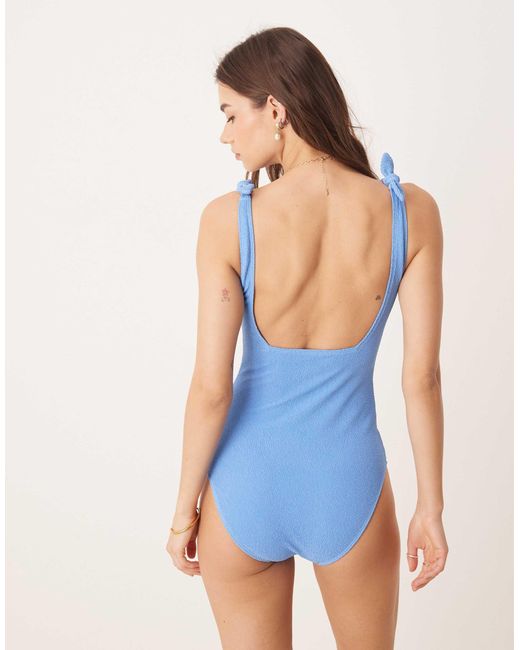 Maillot 1 pièce texturé à détail noué & Other Stories en coloris Blue