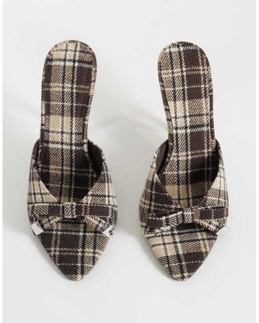 ASOS Natural Nelly Bow Detail High Heeled Mules