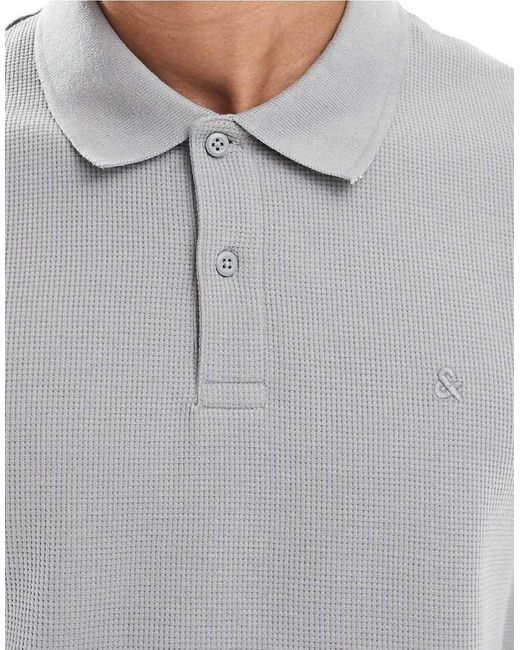 Jack & Jones Gray Textured Polo for men