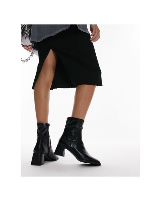 TOPSHOP Black Wide fit – nicole – ankle-boots