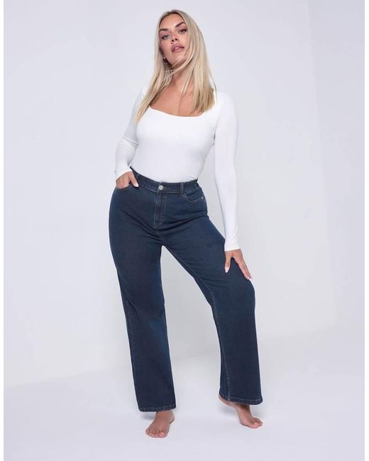 Yours Clothing Blue Wide Leg Jeans