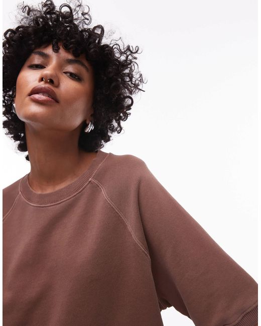 ARKET Brown Soft Terry Sweatshirt With Short Sleeves