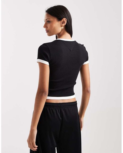 Tommy Hilfiger Black Slim Rib Ringer T-shirt