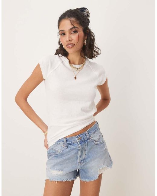 Free People Natural Now Or Never Distressed Denim Shorts