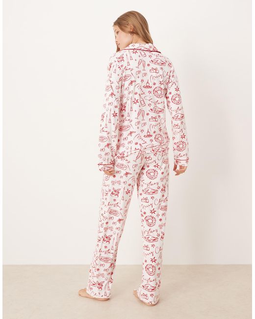 Threadbare Pink Long Sleeve Christmas Pyjamas