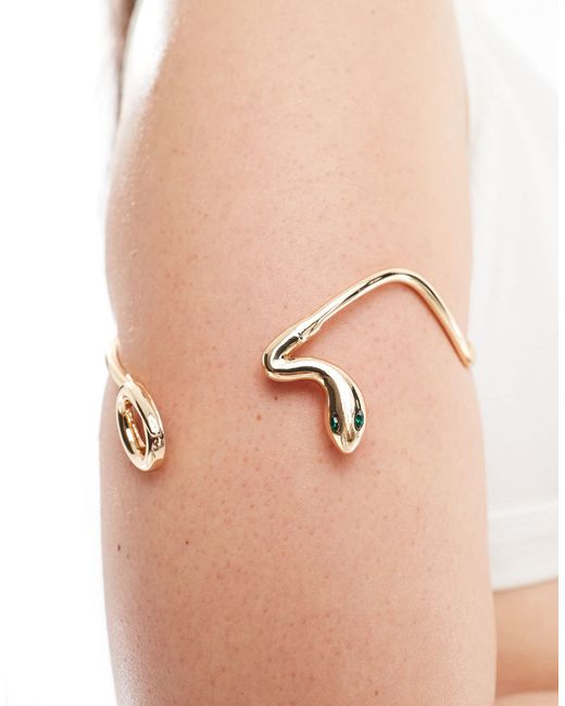 Asos design curve - bracciale a fascia dorato con design avvolgente a serpente di ASOS in Natural