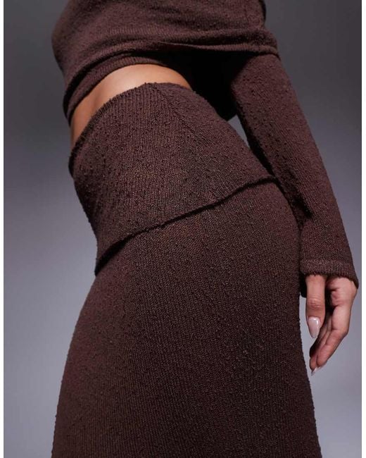 Wanderdoll Purple Yasmin Boucle Knit Dramatic Foldover Maxi Skirt Co-Ord