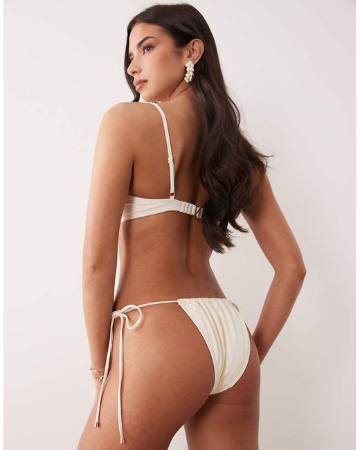 South Beach White Tieside Bikini Bottom With Pearl Detail