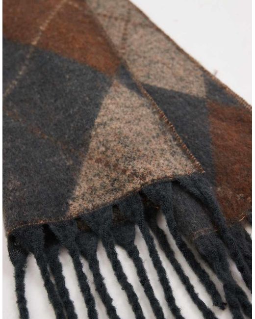 Sciarpa Morbida Bouclé Crema, Fossile E Antracite A Quadri di Vero Moda in Black
