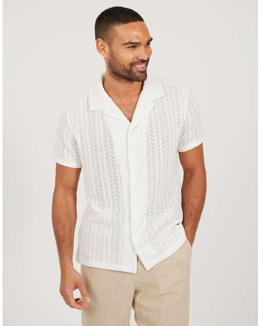 Brave Soul White Short Sleeve Sheer Shirt for men