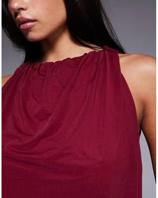 ASOS Red Halter Top With Bubble Hem