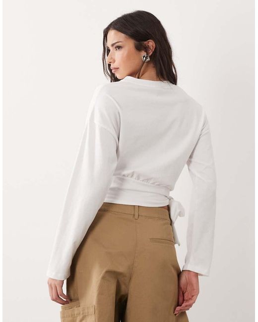 ASOS White Long Sleeve With Drape Top