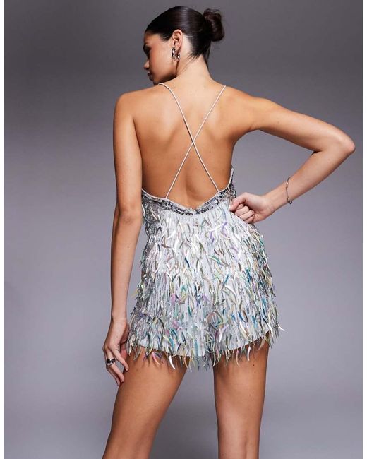 ASOS Blue Shard Embellished Cami Romper Playsuit