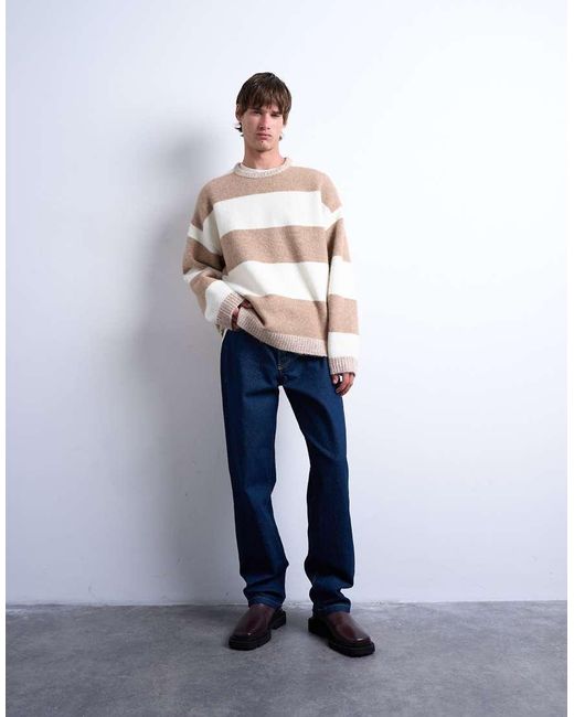Topman Multicolor Regular Fit Stripe Crew Neck Jumper for men
