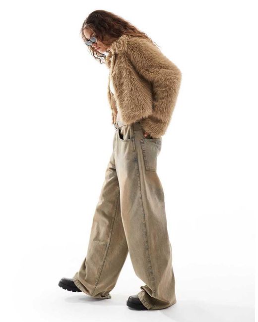 Chaqueta Corta De Piel Sintética De -Neutro Daisy Street de color Brown