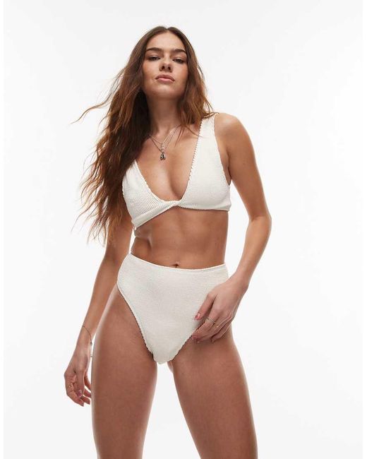 TOPSHOP Brown Santorini High Waisted Brief Bikini Bottoms