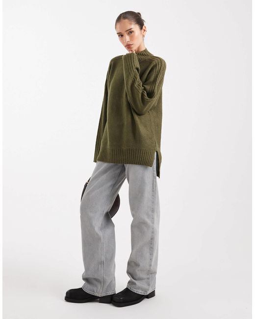Threadbare Green – hochgeschlossener oversize-pullover